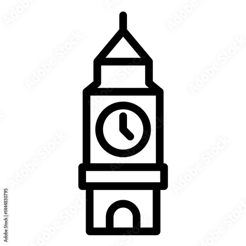 Clock Tower Line Icon Style