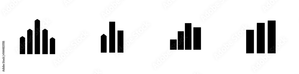 Vector icons set depicting different styles of silhouette pictograms for bar graphs and data representation Vector icons set depicting different styles of silhouette pictograms for bar graphs and data representation