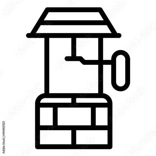 Water Well Line Icon Style