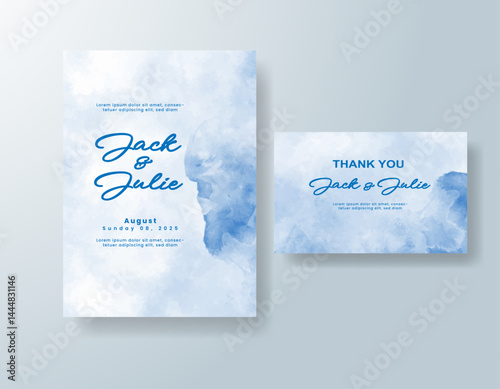 Wedding invitation with abstract splash watercolor