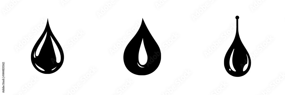 Silhouette pictogram set of various water droplet shapes for versatile design applications