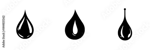 Silhouette pictogram set of various water droplet shapes for versatile design applications