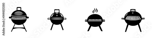Grill silhouettes represent different types of barbecues for outdoor cooking enthusiasts