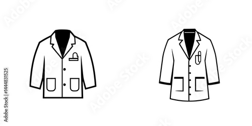 Vector icons of silhouette pictograms representing lab coats for medical professionals in healthcare settings