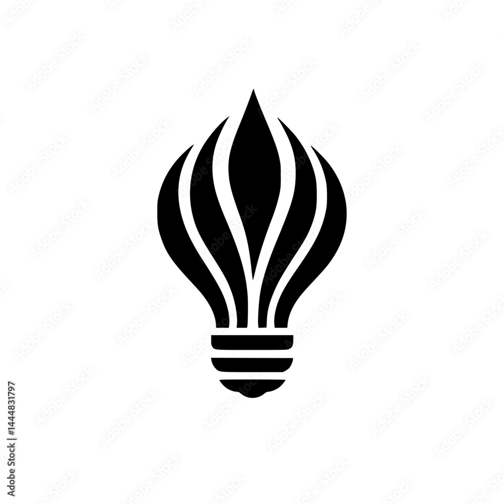 Unique silhouette pictogram representing a light bulb design suitable for various creative and educational purposes Unique silhouette pictogram representing a light bulb design suitable for various creative and educational purposes