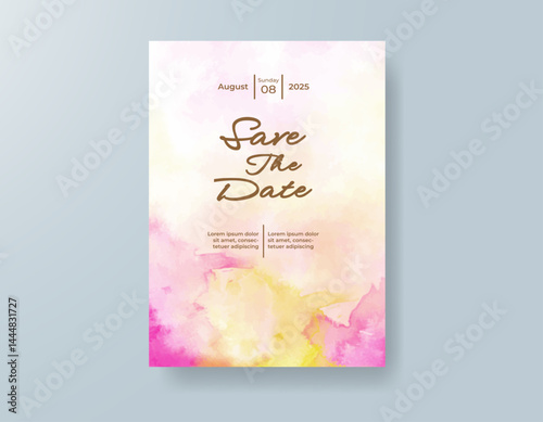 Wedding invitation with abstract splash watercolor