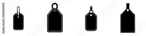 Silhouette pictogram set of varied tag designs suitable for multiple applications in graphic and web design contexts