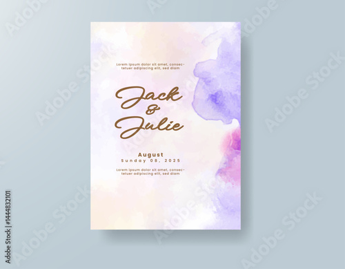 Wedding invitation with abstract splash watercolor