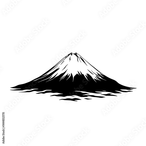 Mount Fuji silhouette illustration with snow-capped peak against a clear sky, highlighting Japan's iconic landscape and cultural symbolism