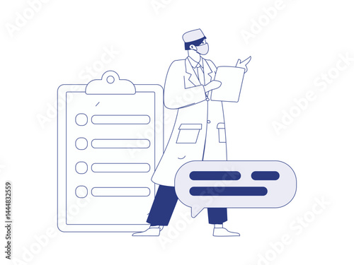 Doctor examines patient flat vector concept operation hand drawn illustration
