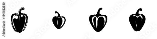 Variety of bell pepper silhouettes displayed in a seamless vector format for design and illustration purposes