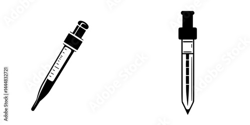 Silhouette pictograms of laboratory pipettes for scientific illustrations and graphic designs