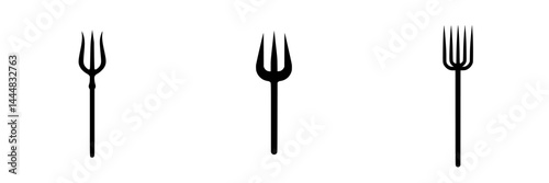 Silhouette pictogram set of various fork designs for dining and culinary use
