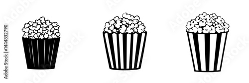 Variety of popcorn containers showing different styles and shapes suitable for snacks during movies or events