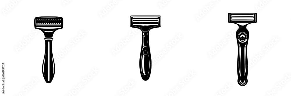 Silhouette pictogram set of various dust and lint rollers for cleaning purposes