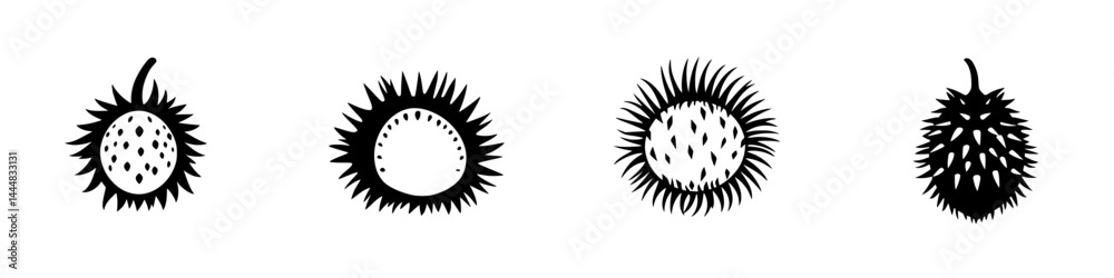 Fototapeta premium Creative and artistic silhouette pictogram set depicting various unique fruit shapes ideal for design projects