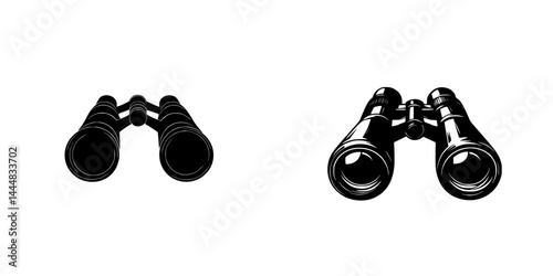 Silhouette pictogram of binoculars illustrating outdoor exploration and nature observation activities