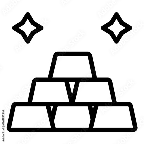 Gold Ingots Line Icon Style