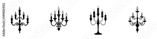 Unique silhouette pictograms of chandeliers featuring various designs and styles for creative projects and applications