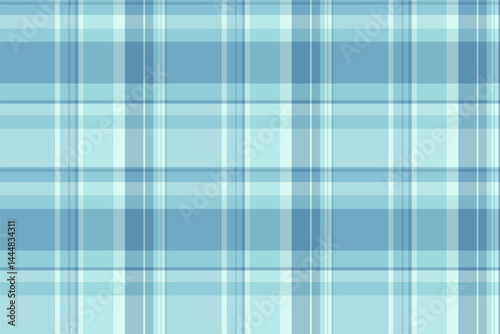 Symmetry seamless tartan vector, poncho pattern textile check. Woven fabric background plaid texture in light and cyan colors.