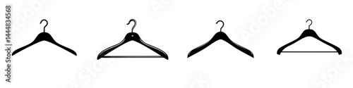 Silhouette pictograms of various clothing hangers suitable for design and graphic projects