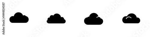 Creative silhouette collection of cloud pictograms showcasing various shapes and sizes for artistic design