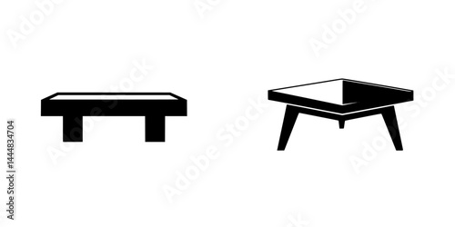 Silhouette pictogram icons of different table designs showing a minimalist and modern approach to furniture representation