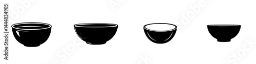 Fotografía Silhouette pictograms illustrating various bowl designs in a minimalist style re