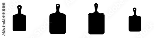 Silhouettes of various cutting boards displayed in a vector illustration set for culinary design and kitchenware concepts