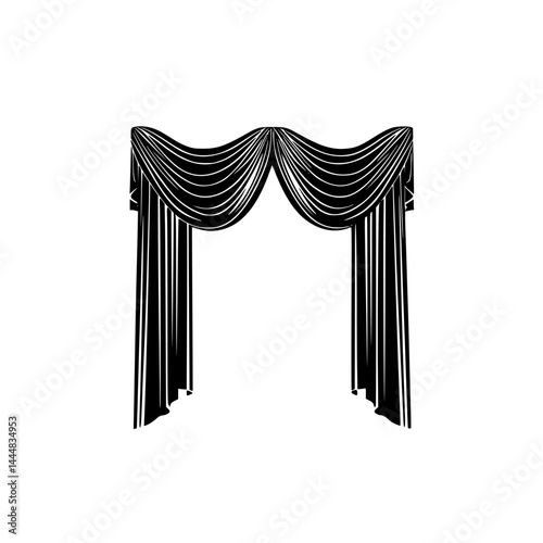 Silhouette pictogram of draped curtains representing theatrical or event staging in a stylish manner