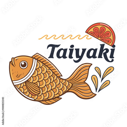 concept of taiyaki japanese food , vector logo illustration, isolated on background