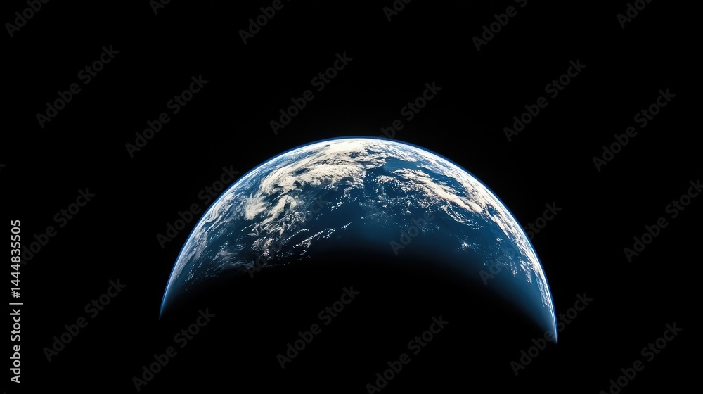 Obraz premium Stunning view of Earth from space, showcasing the vibrant blue oceans and swirling white clouds against a backdrop of deep blackness of the universe.