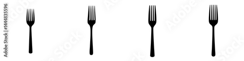 Fork silhouettes set in isolated vector design for culinary and dining themes