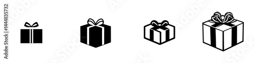 Vector icons of gift silhouettes representing various sizes for celebration and gifting purposes