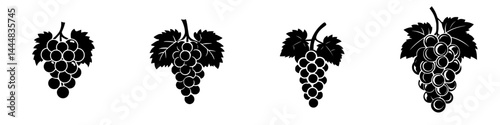 Exploring a set of silhouette pictograms featuring various grape cluster designs suitable for diverse applications