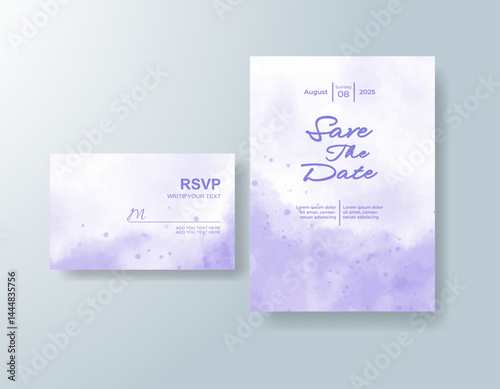 Wedding invitation with abstract splash watercolor