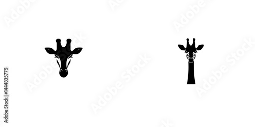 Silhouette pictograms of a giraffe designed as vector icons in a minimalistic style for various applications