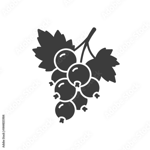 Fresh Blackcurrant Delight: A simple and stylish rendering of a bunch of fresh blackcurrants, with dark, juicy berries hanging gracefully from their stems.