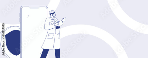 Doctor examines patient flat vector concept operation hand drawn illustration

