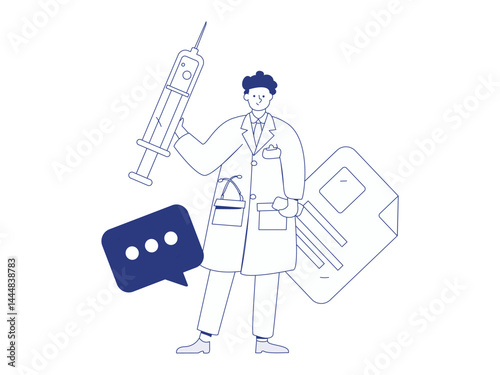 Doctor examines patient flat vector concept operation hand drawn illustration
