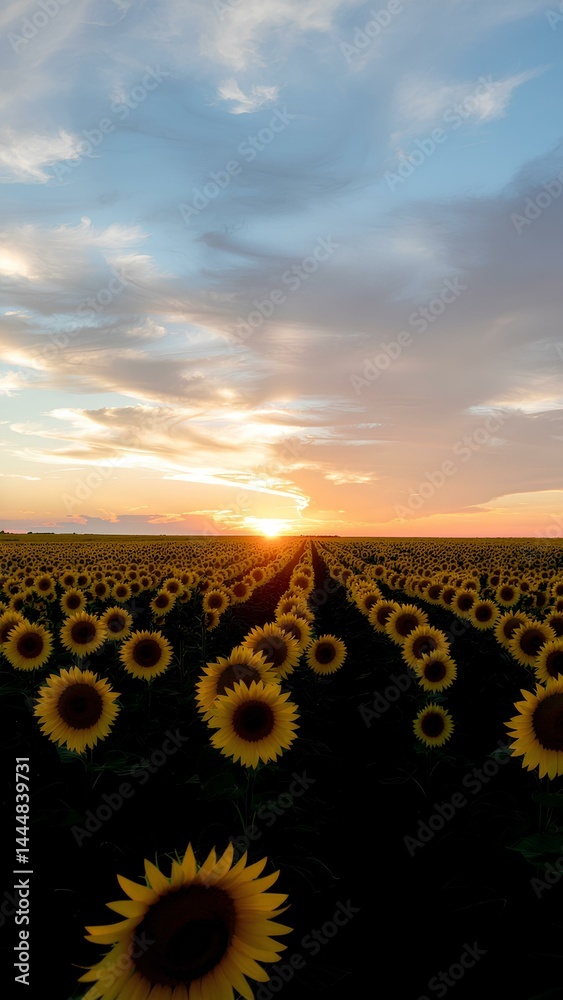 Fototapeta premium sunflower field at sunset