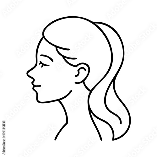 beautiful profile of young woman icon