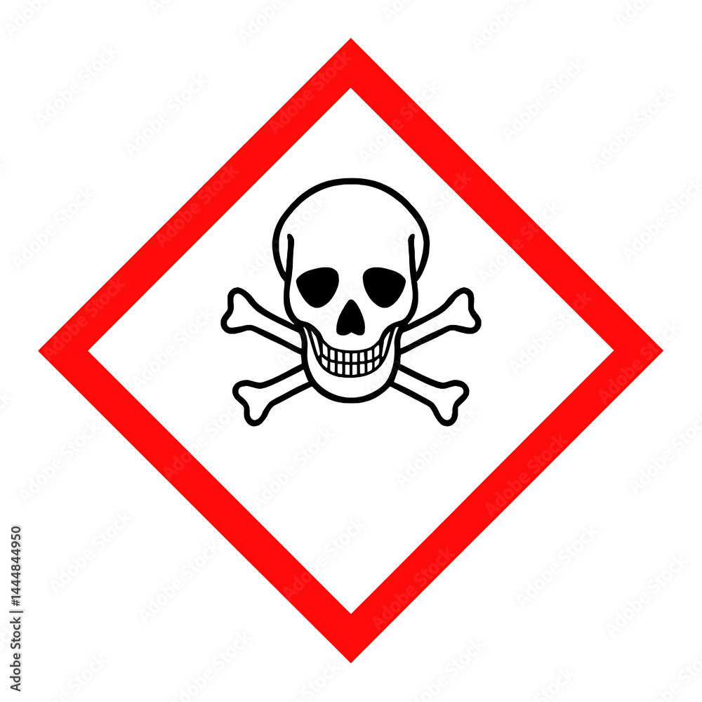This symbol warns of toxic or fatal substances, represented by a skull and crossbones. This symbol warns of toxic or fatal substances, represented by a skull and crossbones.