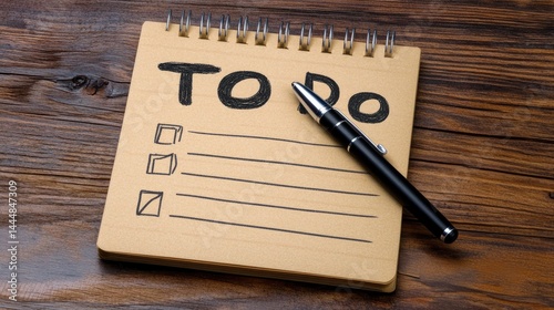 To Do List Planning  Organization on Rustic Wood.