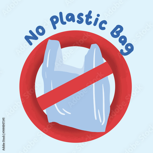 No plastic bag hand drawn sign illustration. Vector for design, project, poster environment 