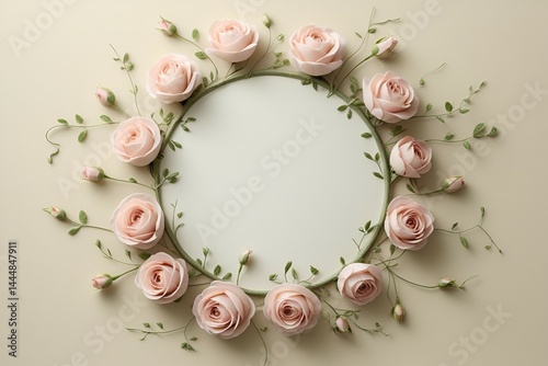 Elegant pastel roses circle a blank space perfect for your design projects romantic and timeless beauty