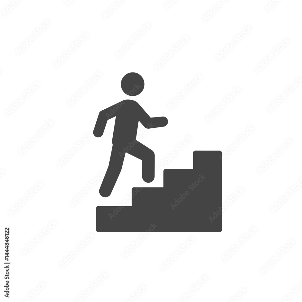 Stairway to Progress: A symbolic representation of continuous forward movement. A silhouetted figure ascends a staircase, signifying ambition, growth, and the pursuit of objectives. Stairway to Progress: A symbolic representation of continuous forward movement. A silhouetted figure ascends a staircase, signifying ambition, growth, and the pursuit of objectives.