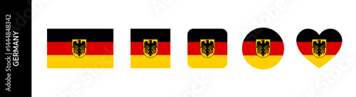 Flag of Germany with eagle. Flag of Deutschland with coat of arms. Dienstflagge der Bundesbehörden or Bundesdienstflagge