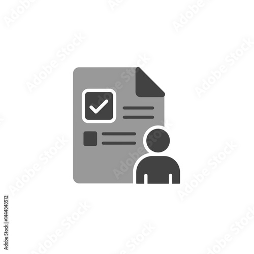 Application form: The person icon next to the document reflects the paperwork required for a professional or personal requirement in a straightforward and easily understandable depiction.