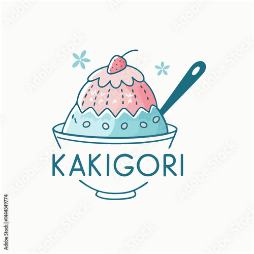 concept of kakigori, vector logo illustration, isolated on white background